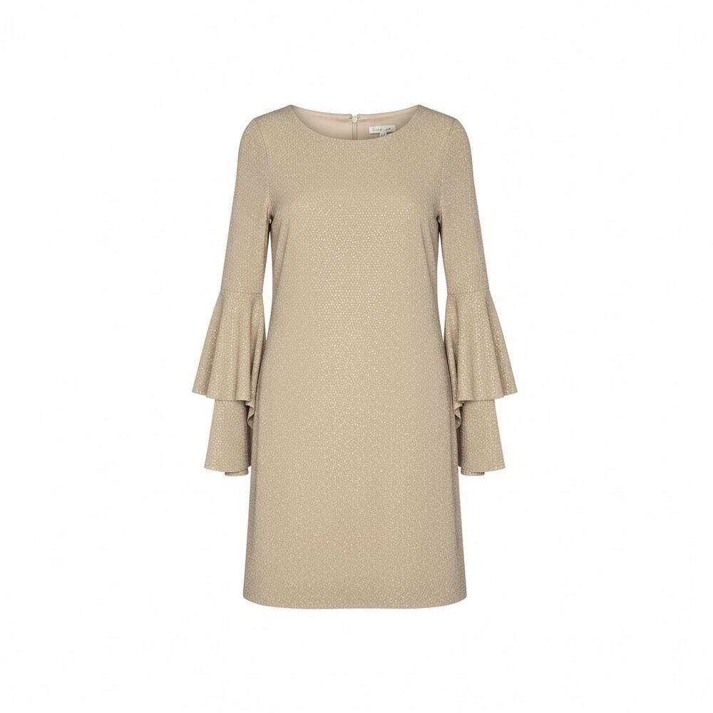 Eliza J Shift Dress Women 6 Champagne Gold Sequin Knee Length Sparkly Holiday